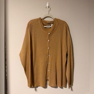 Elena Tannassi Vintage Gold Metallic Cardigan Sweater Set 2X